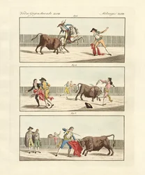 Corridas espagnoles (gravure en couleur)