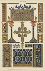 Byzantin, Mosaïque de verre, Émail coloré et enluminure