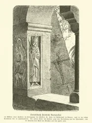 Image en pierre sculptée de Frédéric Barberousse, Empereur romain germanique (gravure)