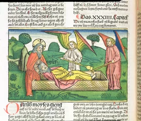 Deutéronome 34 Mort de Moïse, de la Bible de Nuremberg (Biblia Sacra Germanaica)