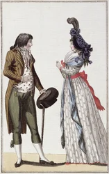 Couple à la mode de la période du Directoire (1795-99)