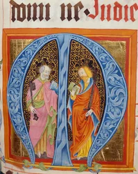 Initiale historiée M avec les saints Pierre et Paul, du Graduel de Friedrich Zollner de Langenzenn, 1439-42