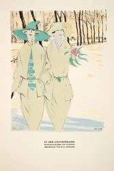 "In Der Lennestrasse", publicité pour les manteaux de Hammer, extrait de Styl, publié en 1922 (impression sur pochoir).