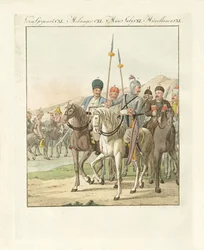 Cavalerie irrégulière légère russe (gravure en couleur)
