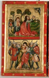 Jésus prie sur le Mont des Oliviers pendant que les disciples dorment (tempera sur bois)