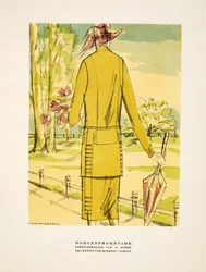 "Morgenpromenade", publicité pour les vêtements de L. Anger, extrait de Styl, publié en 1922 (impression sur pochoir).