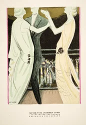"Musik vom Anderen Ufer", publicité pour les robes de soirée de Kuhnen, tirée de Styl, publié en 1922 (impression sur pochoir).