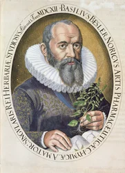 Portrait de Basil Besler (1561-1629) en 1612, du Hortus Eystettensis, pub. 1613