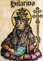 Portrait du Pape Hilaire, publié dans la Chronique de Nuremberg