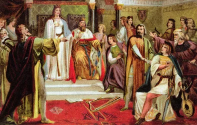 Carte postale avec une scène de Tannhäuser par Richard Wagner (1813-83), vers 1900