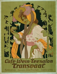 Affiche publicitaire pour Transvaal, un salon de café, vin et thé