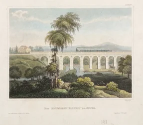 Viaduc ferroviaire à Gotha, gravé par B. Metzeroth, 1848