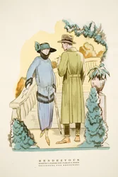 Rendez-vous, tenue et pardessus "Ulster" par Fabian & Hrich de Styl, pub.1922