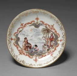 Soucoupe, fabriquée par la Manufacture de porcelaine de Meissen, Allemagne, vers 1723