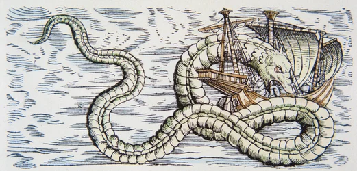 Serpent de mer attaquant un navire