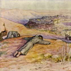 Saint François arrivant à Jérusalem (lithographie couleur)