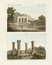 Étranges mémoriaux en Abyssinie (gravure en couleur)