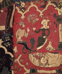 Broderie représentant Tristan et Isolde