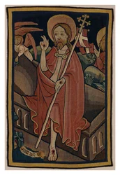 Fragment de tapisserie représentant la Résurrection du Christ, de Nuremberg, vers 1440 (laine et lin)