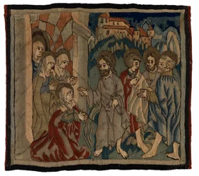 Panneau de tapisserie avec des scènes de la Passion d