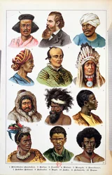Les différentes races humaines, extrait de Histoire naturelle du règne animal de Gotthelf Heinrich von Schubert (1780-1860), 1861