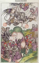 La Chute de Simon le Magicien, de La Chronique de Nuremberg par Hartmann Schedel, Nuremberg, 1492