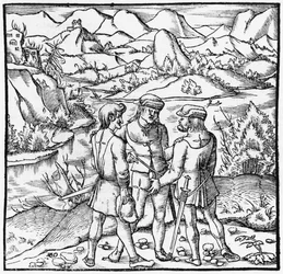 Le Serment du Grütli, illustration de Cosmographie Universelle par Sébastien Munster (1488-1552) Bâle, publié en 1559