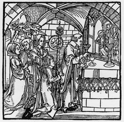 Le diable fait bavarder les femmes pendant la messe - dans « Le Chevalier de la Tour » du chevalier Marquard vom Stein