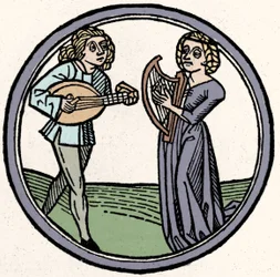 Les quatre tempéraments: flegmatique. Xylographie, Augsbourg 1480