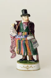 Le vendeur de mouchoirs, figure de Meissen dans le style de Johann Joachim Kandler (1706-75) (céramique)