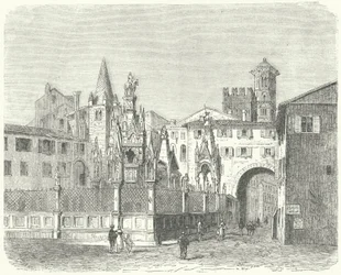 Tombeaux des Scaligeri, dirigeants médiévaux de Vérone (gravure)