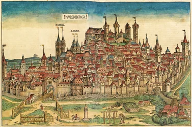 Vue de la ville de Nuremberg, publié dans la Chronique de Nuremberg, 1493