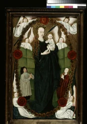 Vierge du Rosaire avec patrons et anges