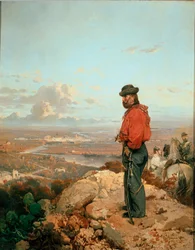 Unité italienne : "Portrait de Giuseppe Garibaldi (1807-1882) devant Capua en 1860" Peinture de Gerolamo (Girolamo) Induno (1825-1890) 1861 Museo del Risorgimento, Milan