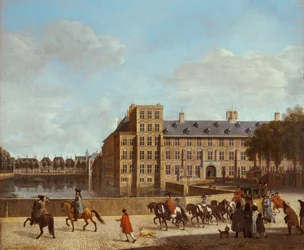 Vue du Hofvijver et du Buitenhof à La Haye, Pays-Bas (huile sur toile)