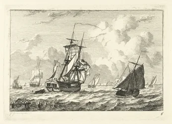 Différents voiliers sur une mer agitée