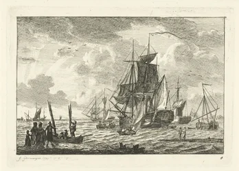 Vue de mer avec divers navires (divers navires sur l