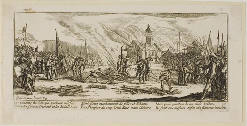 Le bûcher, planche treize de Les grandes misères de la guerre