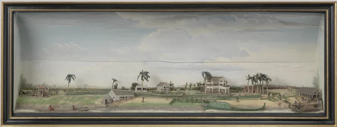 Diorama de la plantation de café et de coton Zeezigt au Suriname