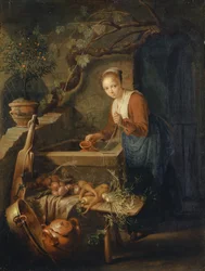 Servante de cuisine au puits, vers 1650