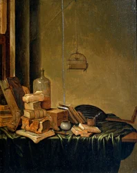 Nature morte avec des livres, 17e siècle
