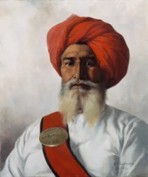 Ganda Singh, un chaprassee sikh de la fête topographique No.14 du Col Wilmer, 1894