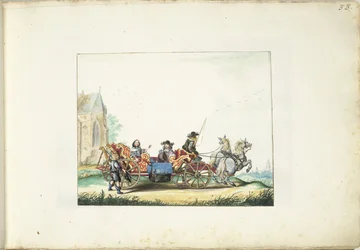 Petit garçon mendiant près du carrosse d
