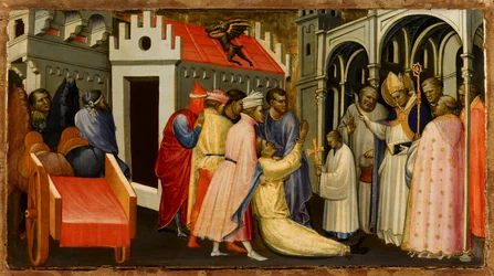 Saint Hugues de Lincoln exorcise un homme possédé par le diable, 1404-1407