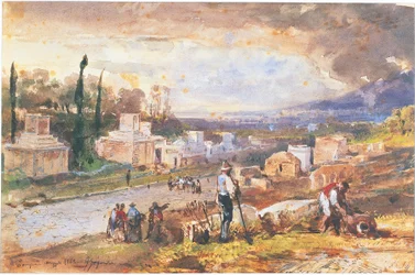 Italie, Pompéi, La Rue des Tombeaux 1862