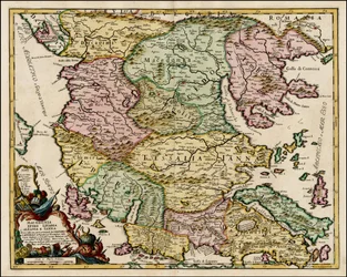 Carte de 1684 de la Macédoine et de la Thessalie par Giacomo Cantelli da Vignola