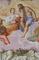 Junon et Jupiter allongés sur des nuages (détail)