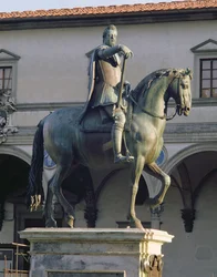 Statue équestre du grand-duc Ferdinand Ier, vers 1123-90, détail montrant le cheval et le cavalier de profil, bronze, détail de 97646