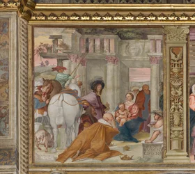 Nef centrale, cinquième travée nord, Adoration des Mages, Gian Francesco Bembo