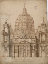 Proposition alternative pour la façade de la basilique Saint-Pierre au Vatican par Gianlorenzo Bernini